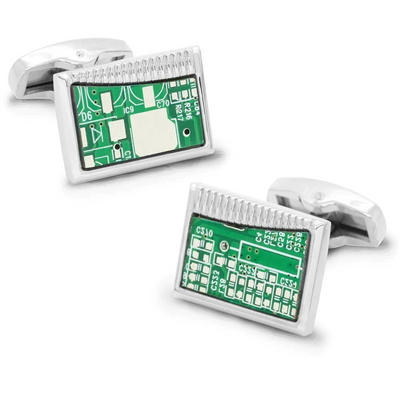 Upcycled Rectangular Circuit Board Cufflinks