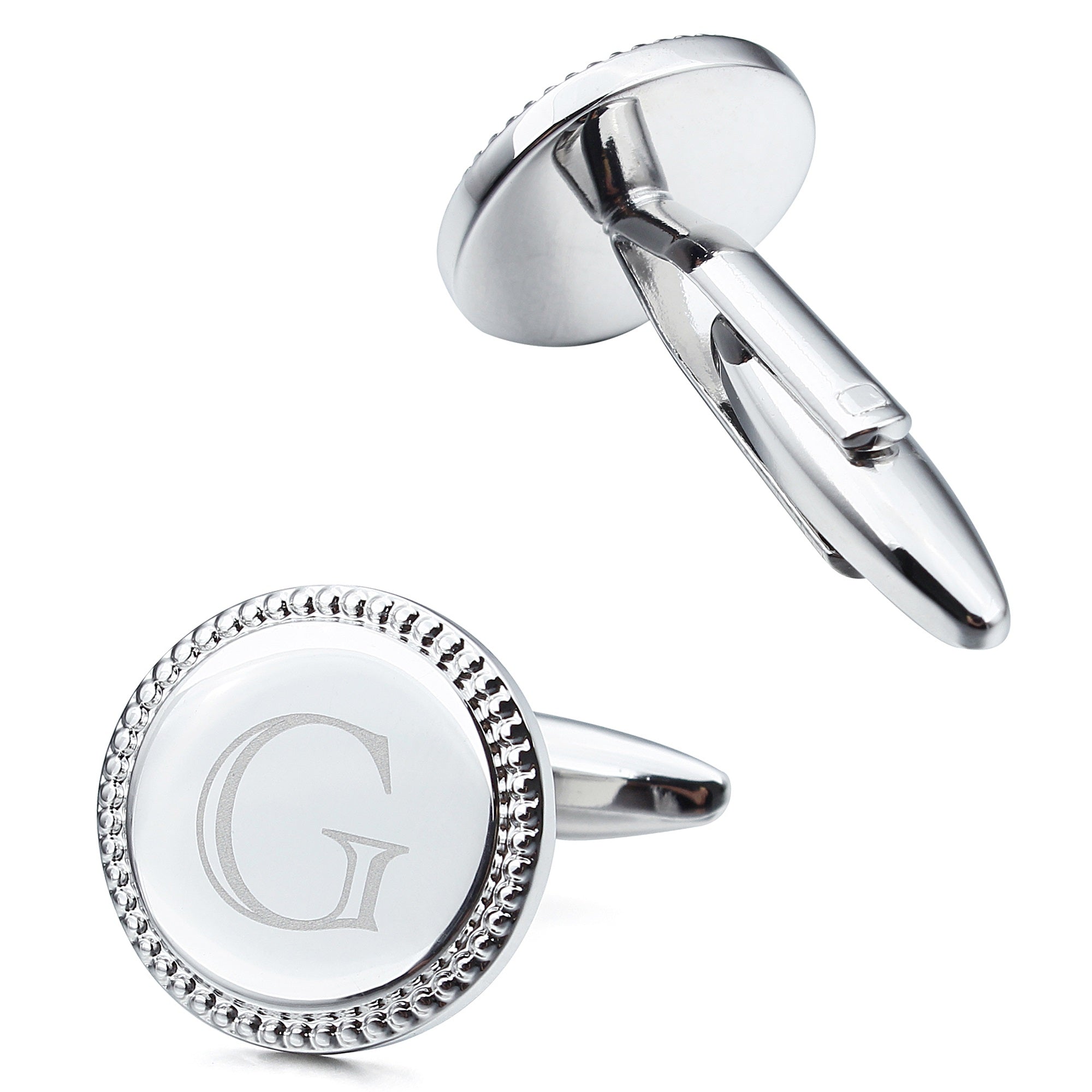 Letter G Initial Cufflinks -Round