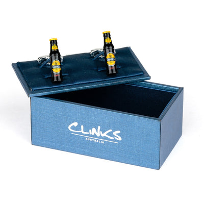 Black & Yellow Beer Bottle Cufflinks