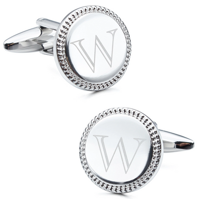 Silver Initial Round Cufflinks