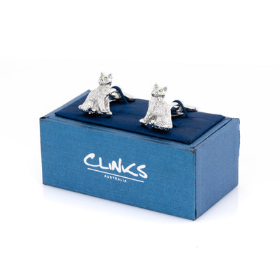 Silver cat with Crystal Eyes Cufflinks