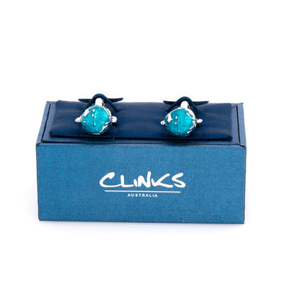 Blue Abstract Spinning Globe Cufflinks