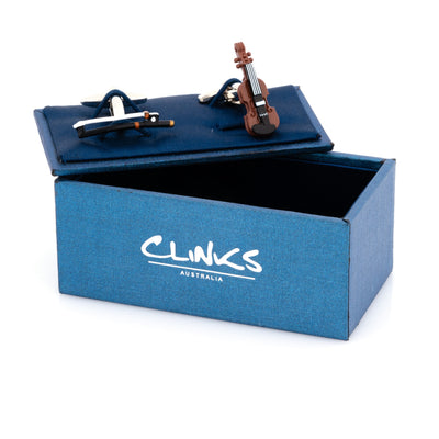 Colour Violin and Bow Cufflinks, Novelty Cufflinks, CL8021, Mens Cufflinks, Cufflinks, Cuffed, Clinks, Clinks Australia